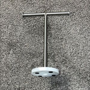 Modern Silver and White T-Shaped Stand